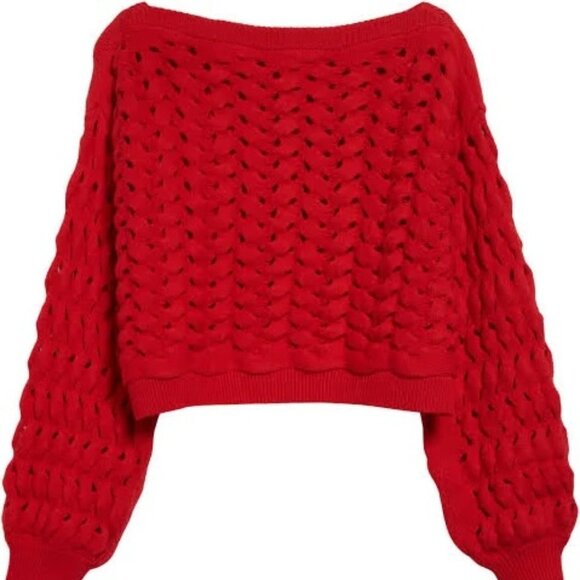 Alice and Olivia Chunky Open Stitch Cotton & Wool Blend Sweater - Picture 1 of 6